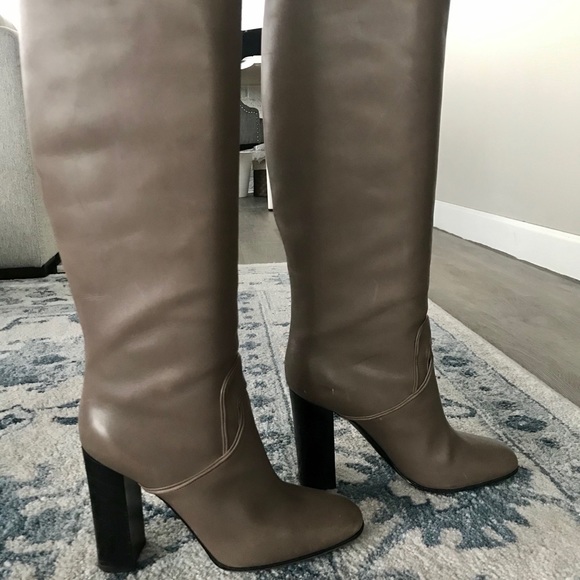 Bottega Veneta Shoes - BOTTEGA VENETA gray leather knee high boots.